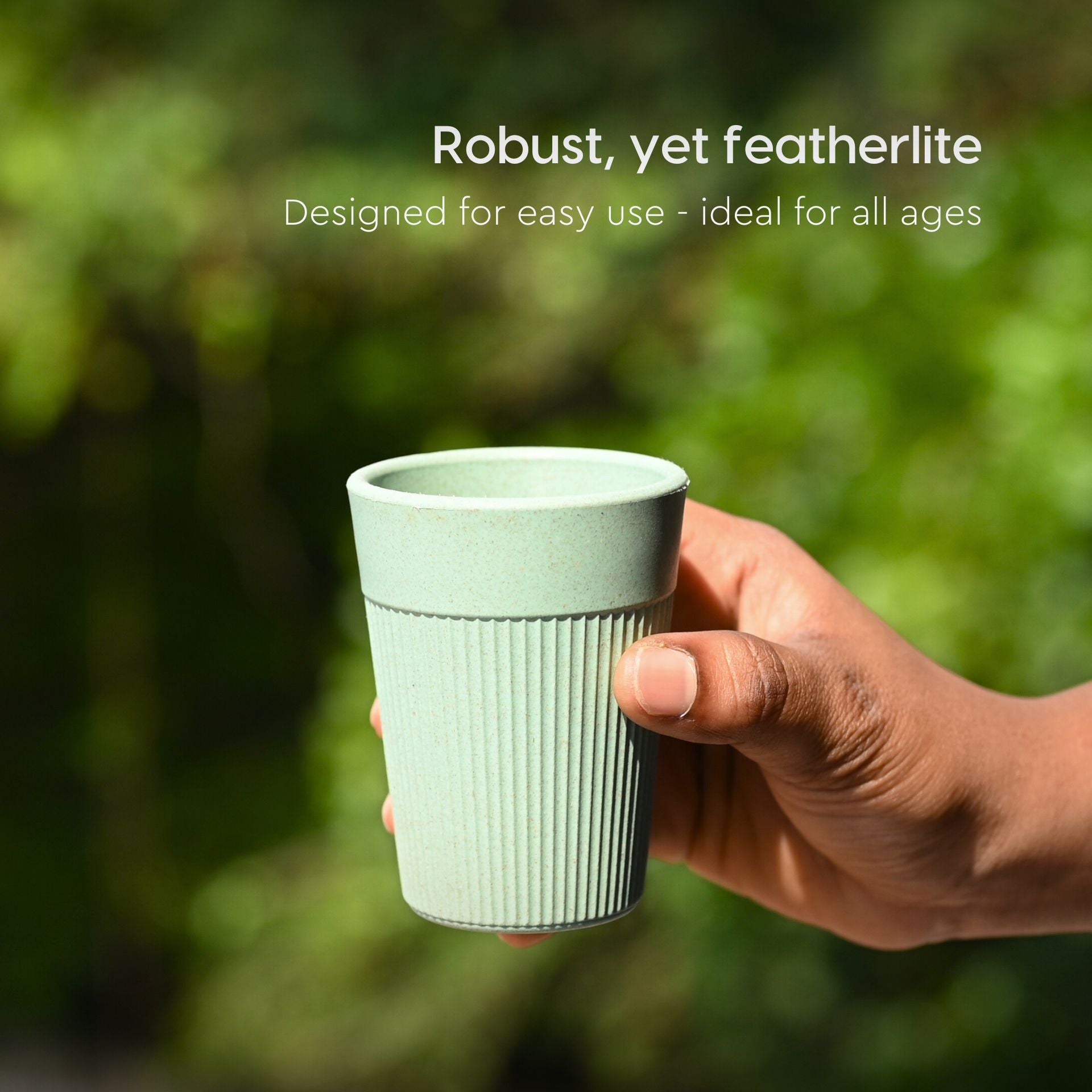 Cutting Chai Cup | Celeste (Light Green) | 120 ml | Chai Cup Made with Rice Husk & Bamboo Fibers | Microwave Safe Tea Cup | Hot & Cold Coffee Mug, Milk & Tea Cup