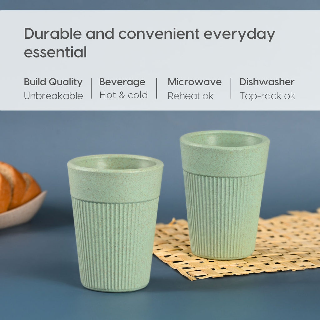 Cutting Chai Cup | Celeste (Light Green) | 120 ml | Chai Cup Made with Rice Husk & Bamboo Fibers | Microwave Safe Tea Cup | Hot & Cold Coffee Mug, Milk & Tea Cup