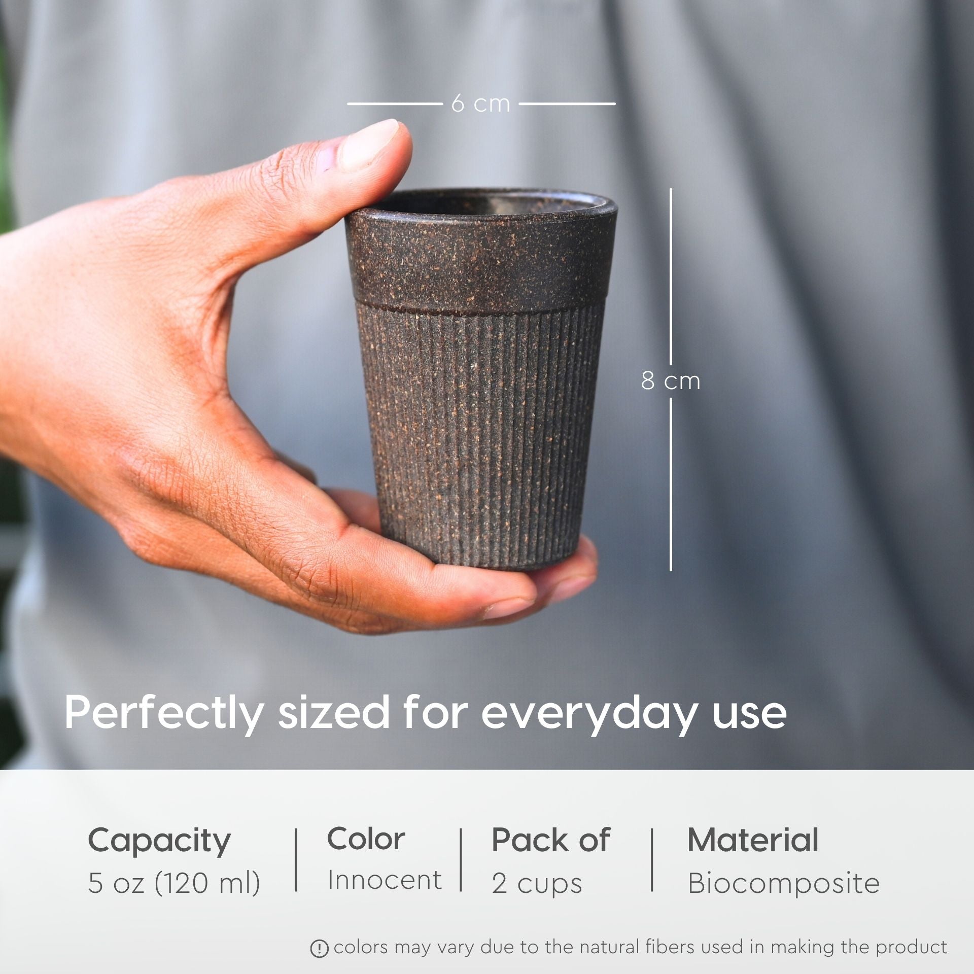 Cutting Chai Cup | Coffee | 120 ml | Chai Cup Made with Rice Husk & Bamboo Fibers | Microwave Safe Tea Cup | Hot & Cold Coffee Mug, Milk & Tea Cup