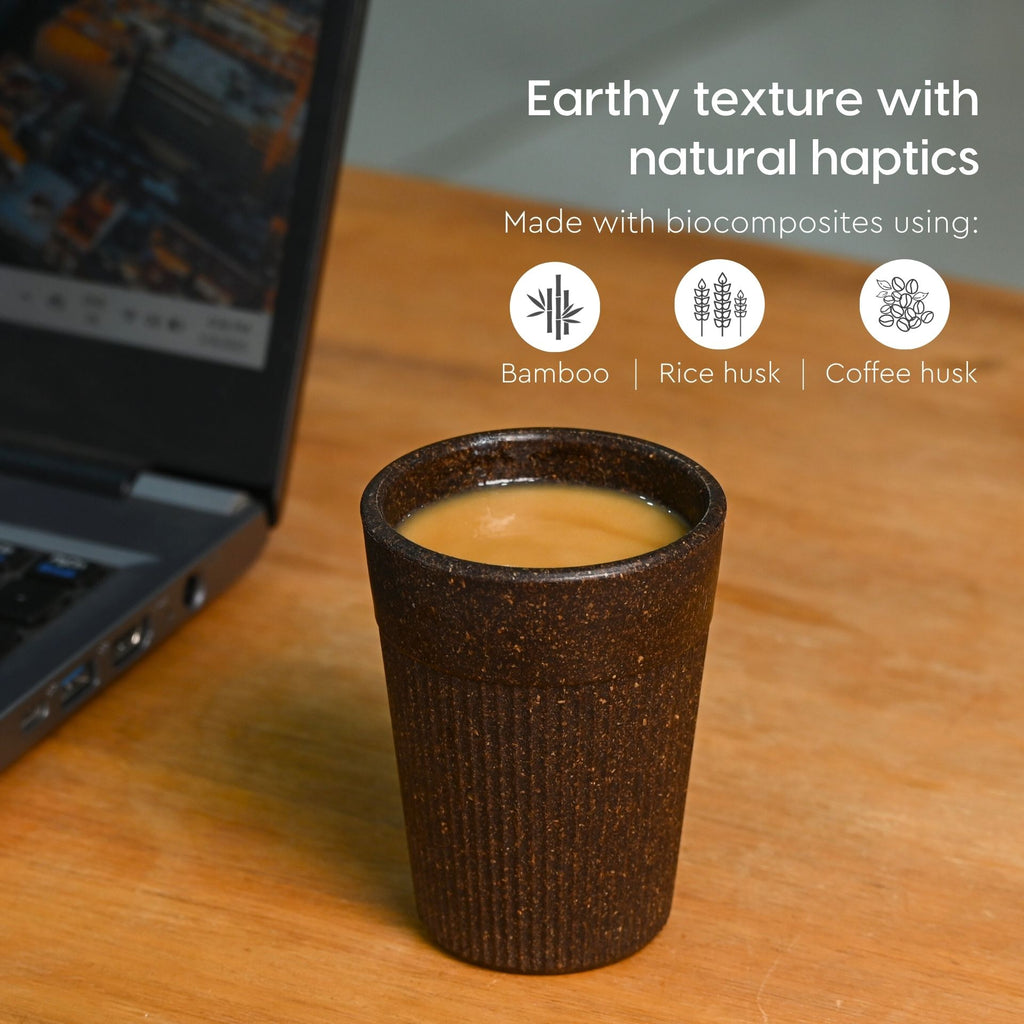 Cutting Chai Cup | Coffee | 120 ml | Chai Cup Made with Rice Husk & Bamboo Fibers | Microwave Safe Tea Cup | Hot & Cold Coffee Mug, Milk & Tea Cup