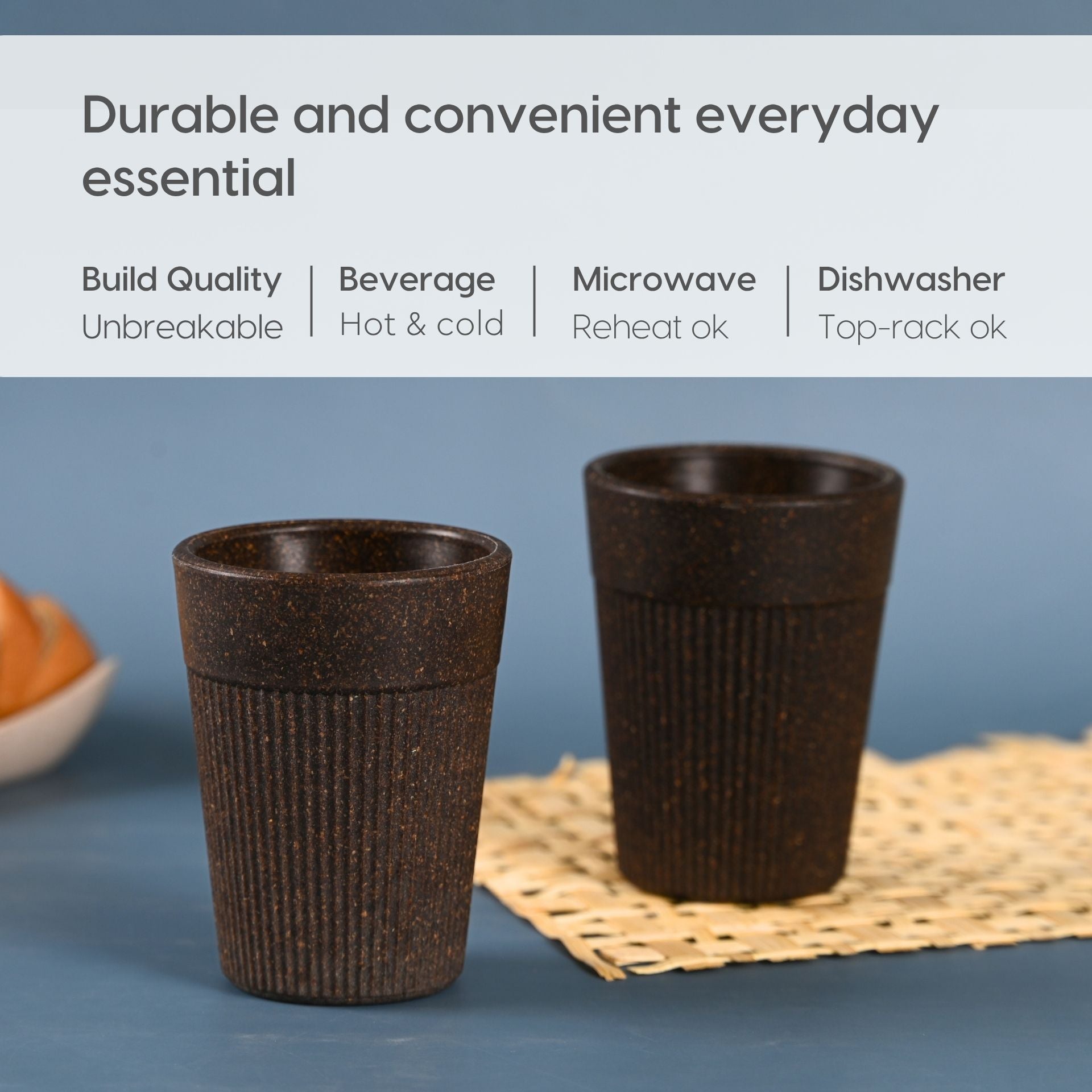 Cutting Chai Cup | Coffee | 120 ml | Chai Cup Made with Rice Husk & Bamboo Fibers | Microwave Safe Tea Cup | Hot & Cold Coffee Mug, Milk & Tea Cup