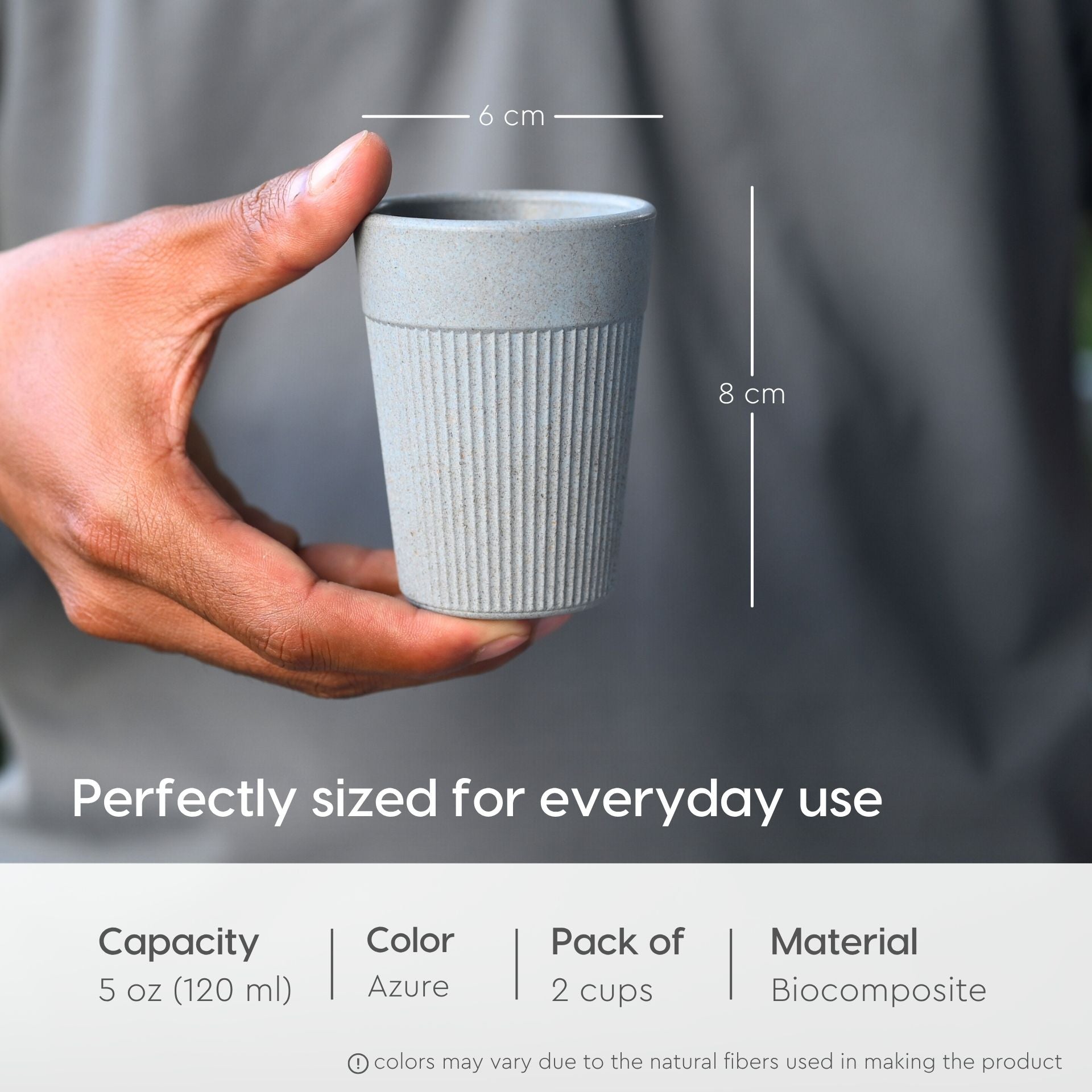 Cutting Chai Cup | Azure | 120 ml | Chai Cup Made with Rice Husk & Bamboo Fibers | Microwave Safe Tea Cup | Hot & Cold Coffee Mug, Milk & Tea Cup