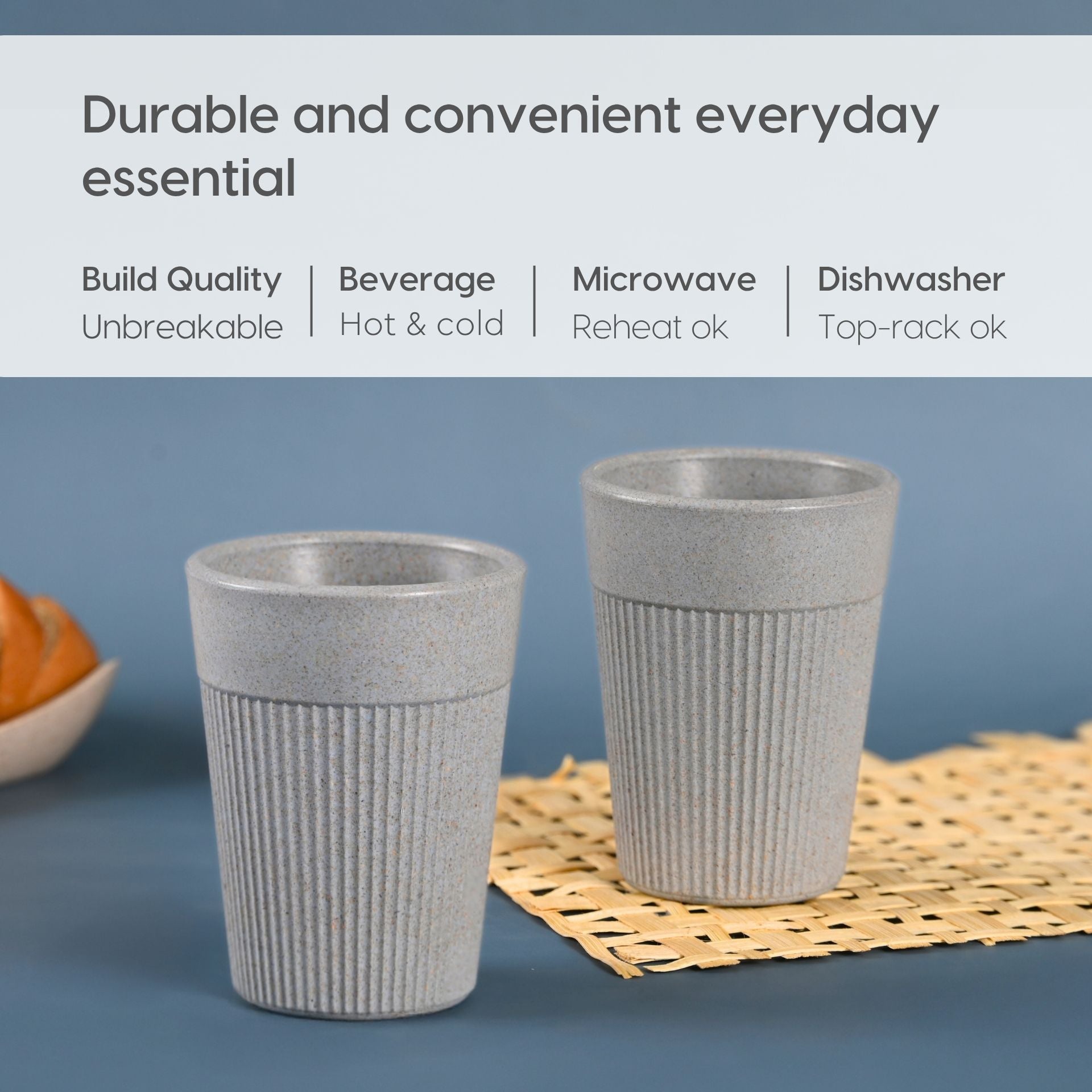 Cutting Chai Cup | Azure | 120 ml | Chai Cup Made with Rice Husk & Bamboo Fibers | Microwave Safe Tea Cup | Hot & Cold Coffee Mug, Milk & Tea Cup