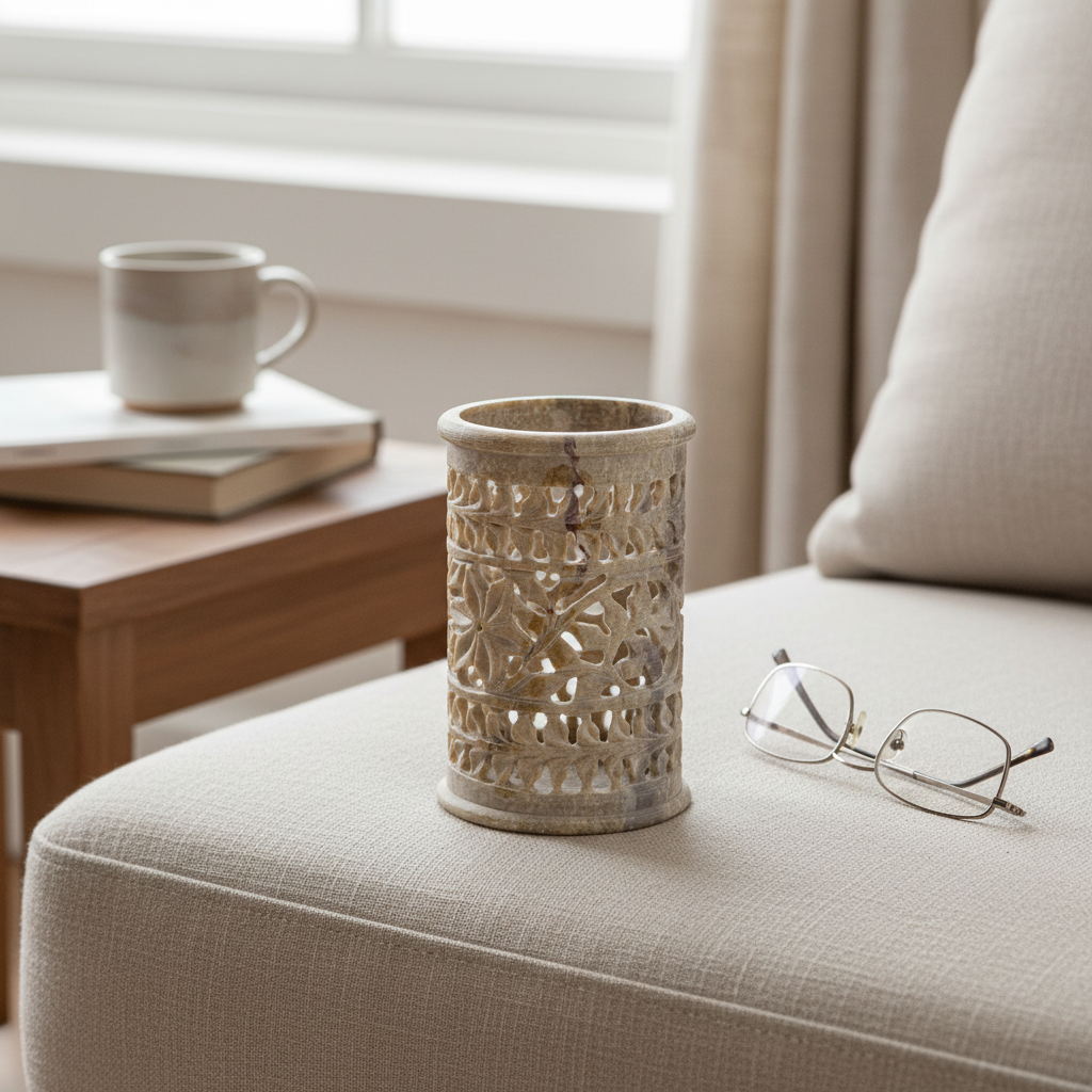 Limestone Bloom Candle Stand