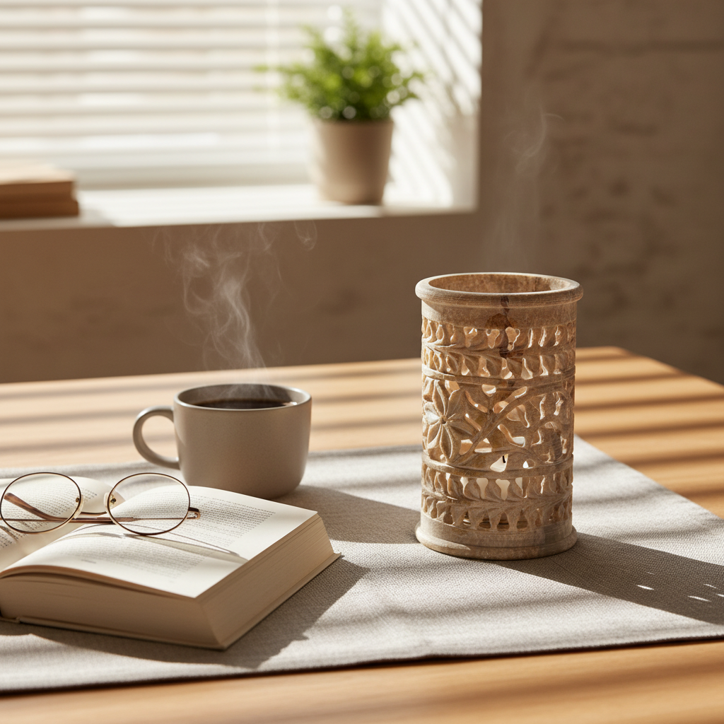 Limestone Bloom Candle Stand