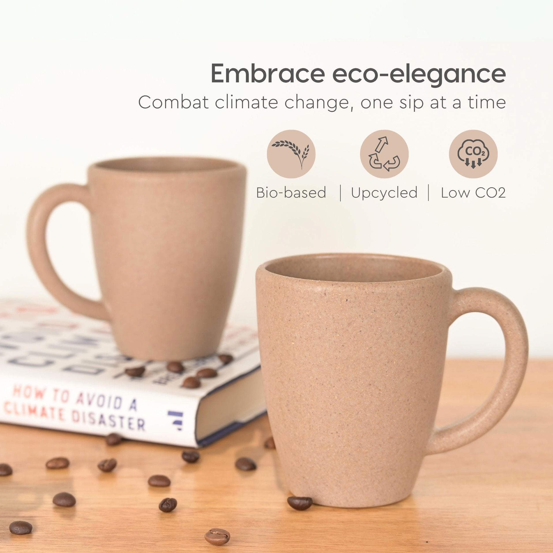 Mogger Mug | Tortilla (Natural) | 300ml | Made with Rice Husk & Bamboo Fibers | Microwave Safe Mugs | For Hot & Cold Servings