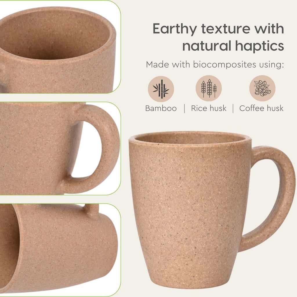 Mogger Mug | Tortilla (Natural) | 300ml | Made with Rice Husk & Bamboo Fibers | Microwave Safe Mugs | For Hot & Cold Servings