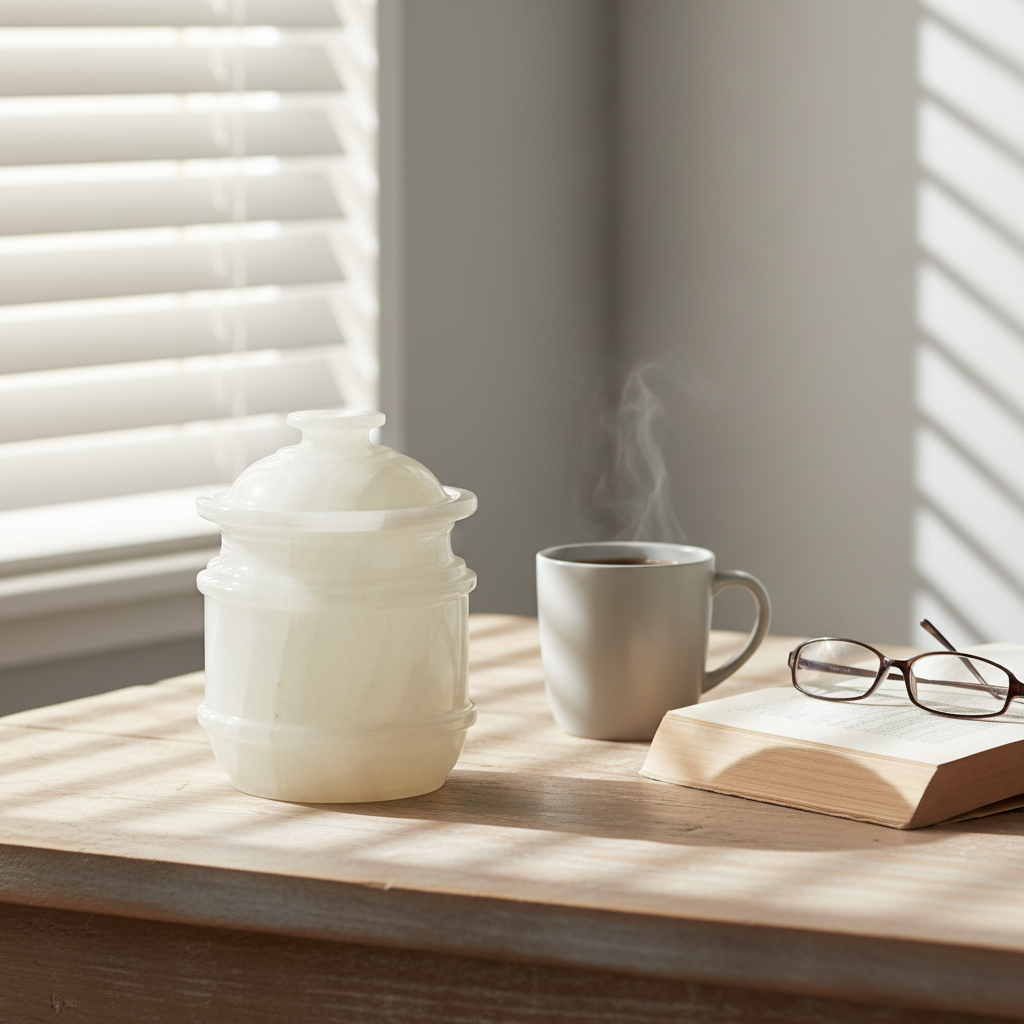 Frosted Pearl Stone Jar | Pair of 2