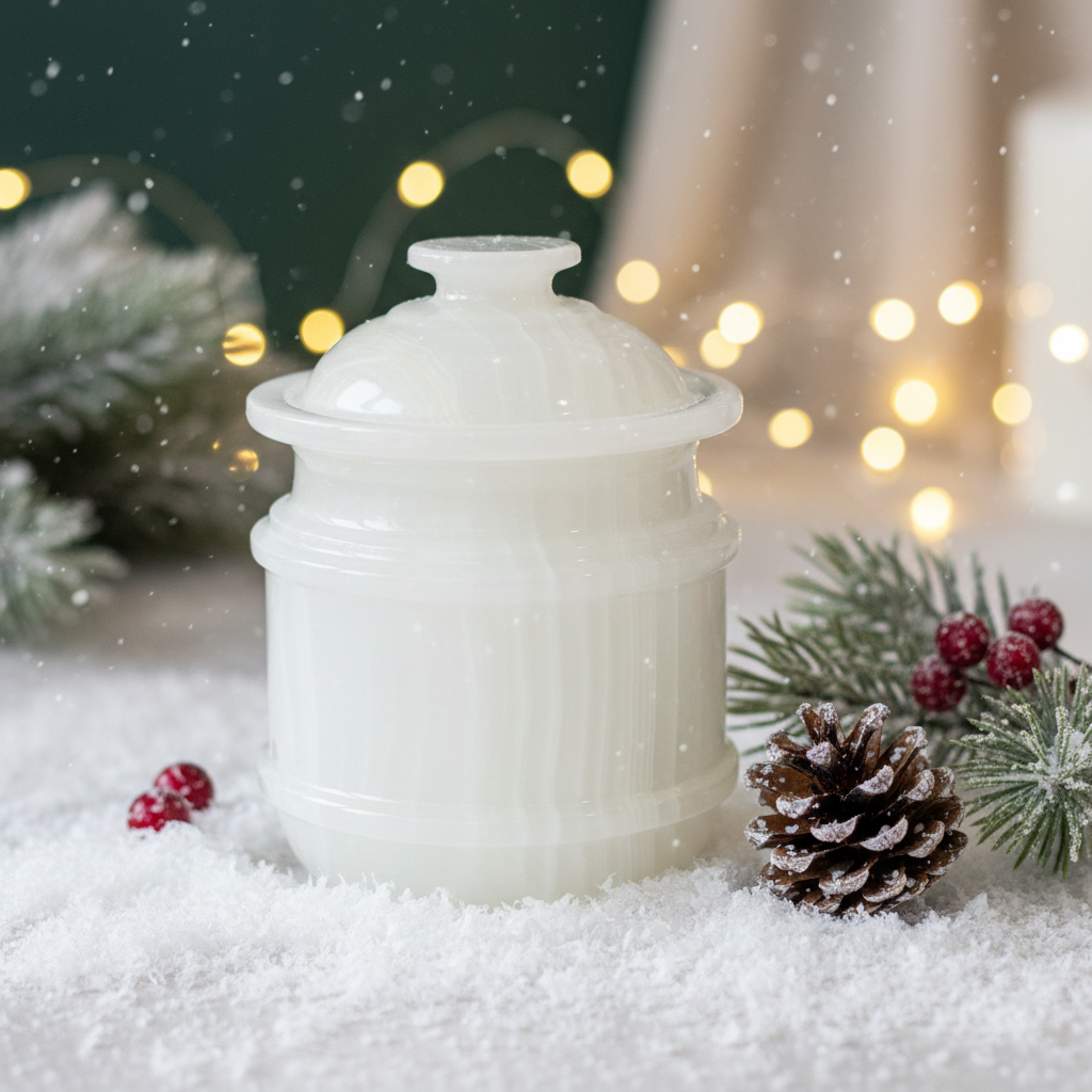 Frosted Pearl Stone Jar | Pair of 2