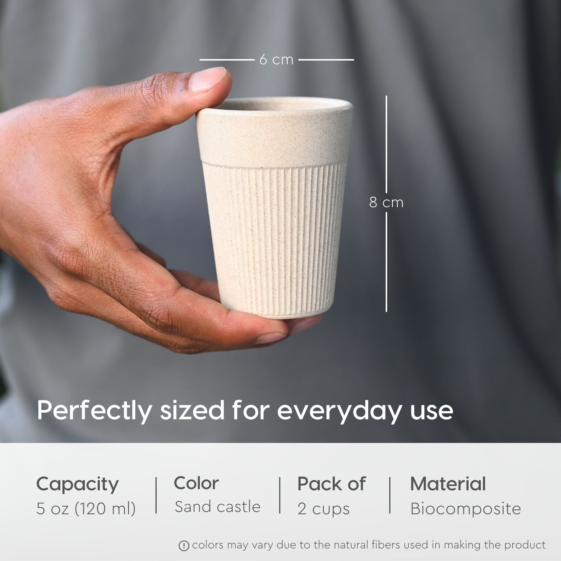 Cutting Chai Cup | Off-White | 120 ml | Chai Cup Made with Rice Husk & Bamboo Fibers | Microwave Safe Tea Cup | Hot & Cold Coffee Mug, Milk & Tea Cup