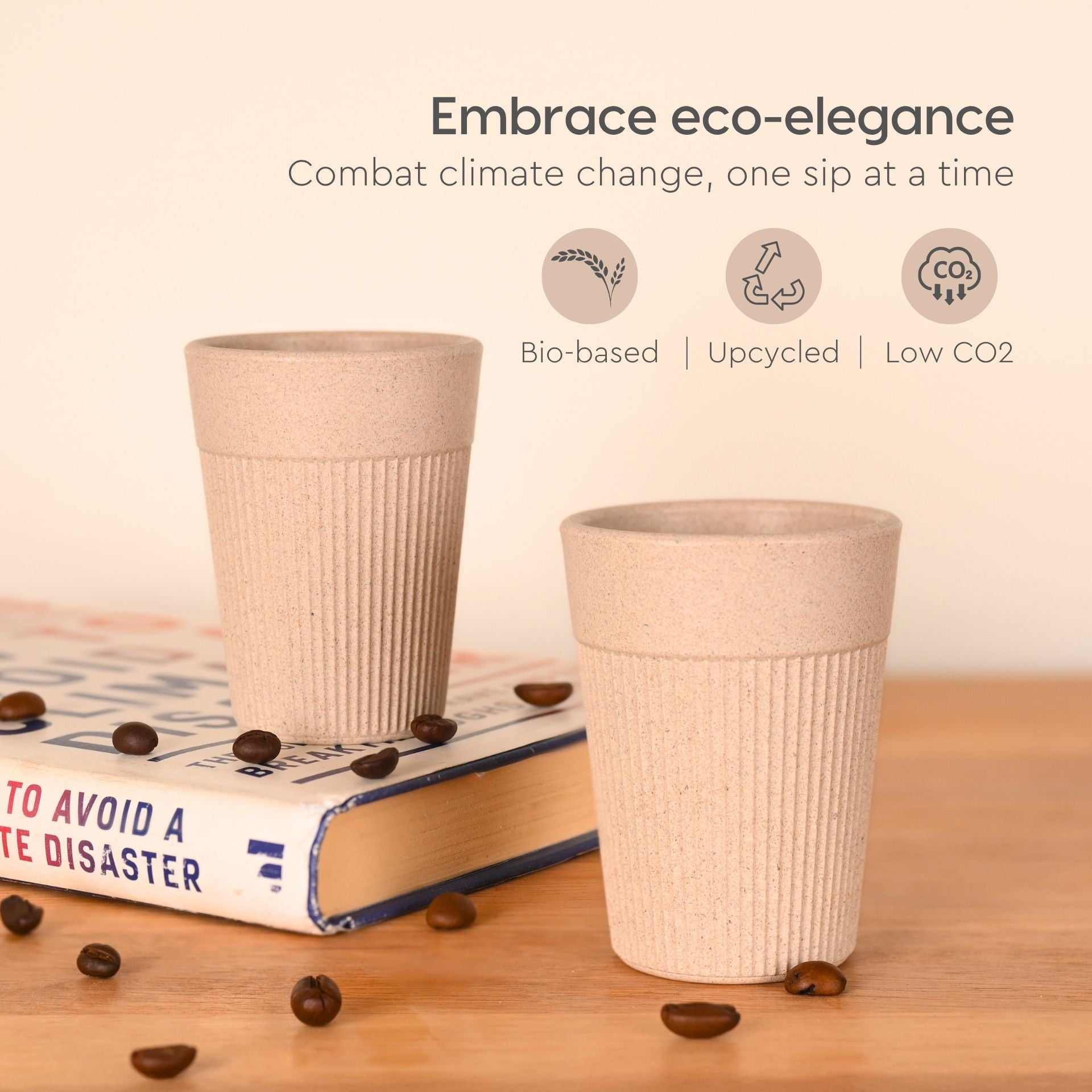 Cutting Chai Cup | Off-White | 120 ml | Chai Cup Made with Rice Husk & Bamboo Fibers | Microwave Safe Tea Cup | Hot & Cold Coffee Mug, Milk & Tea Cup