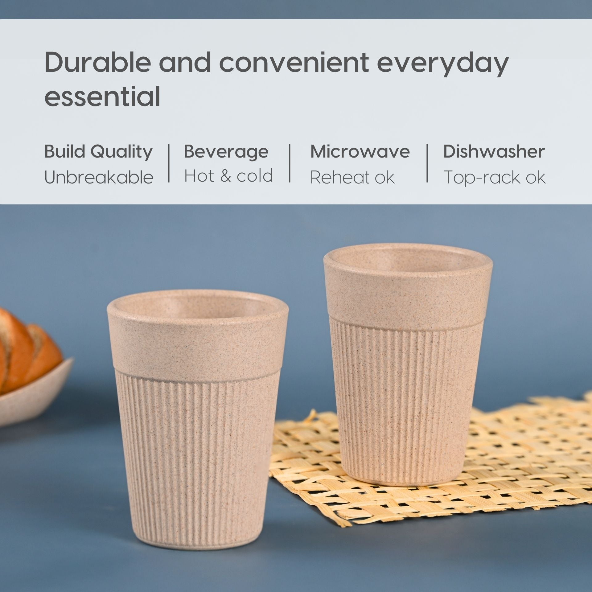 Cutting Chai Cup | Off-White | 120 ml | Chai Cup Made with Rice Husk & Bamboo Fibers | Microwave Safe Tea Cup | Hot & Cold Coffee Mug, Milk & Tea Cup