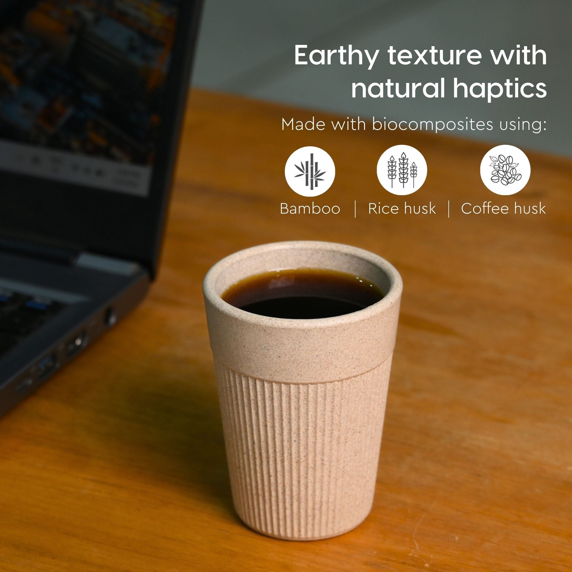 Cutting Chai Cup | Off-White | 120 ml | Chai Cup Made with Rice Husk & Bamboo Fibers | Microwave Safe Tea Cup | Hot & Cold Coffee Mug, Milk & Tea Cup