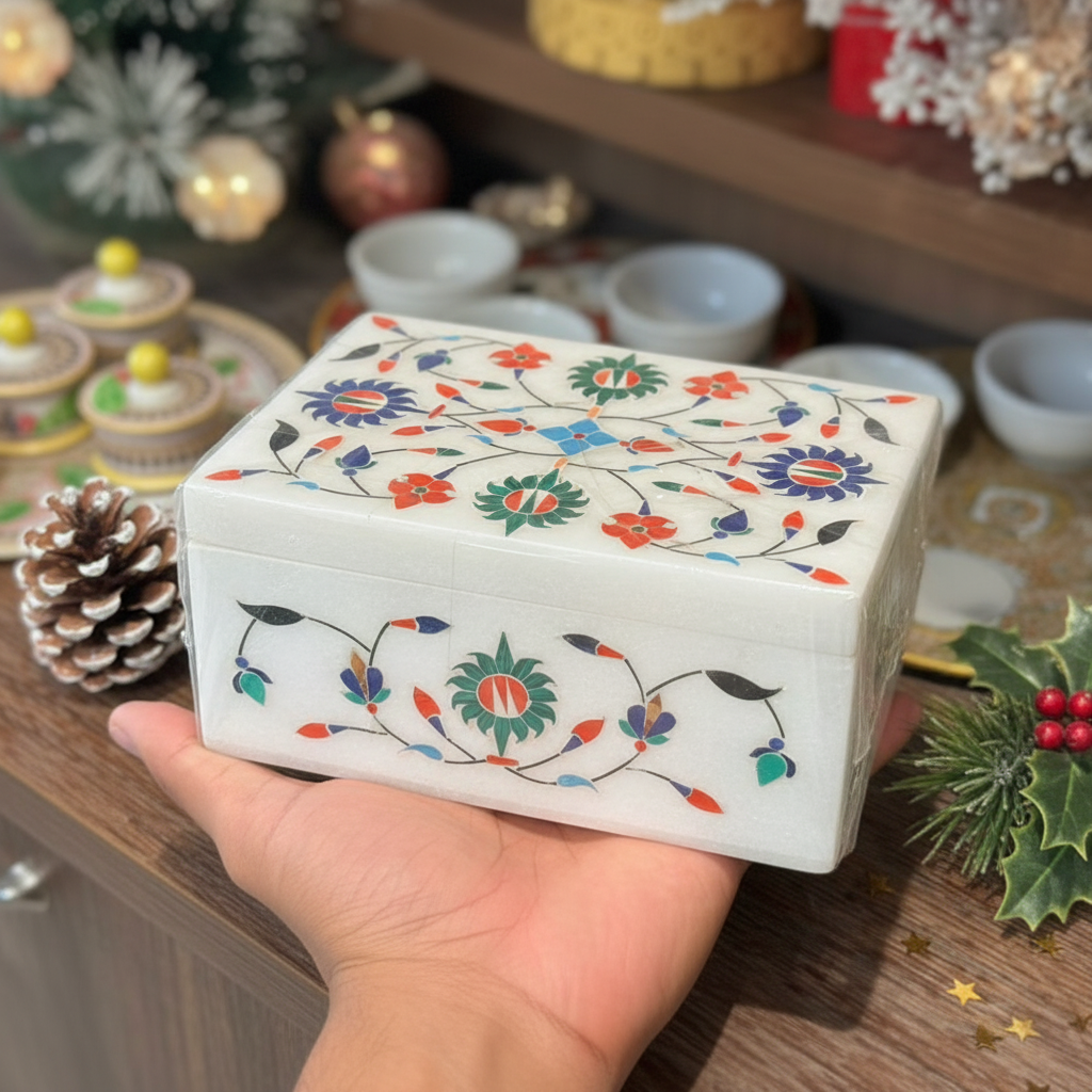 Mughal Garden Marble Jewellery Box